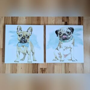 Beth Grove Glamour Pups 15x15x Embellished Canvas Prints - Set of 2